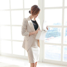 Load image into Gallery viewer, OL Work Striped Office Lady Dress Suits 2 Two Piece Sets Elegant Women Blazer Jacket + Fashion Sheath Dresses Femme