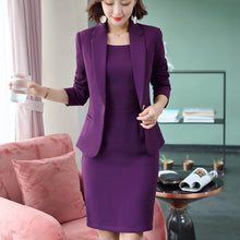 Load image into Gallery viewer, Blazer Dress Suits Ladies Office Wear Full Sleeve Slim Blazer+Sleeveless Dress 2 Piece Set Vestido Formal Dress Suit Woman 8092