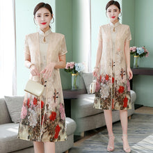 Load image into Gallery viewer, Dress Suits Women Chinese Style Vintage Dresses Embroidery Boho Bohemian Embroidered Summer Short Sleeve Two Piece Set Clothes