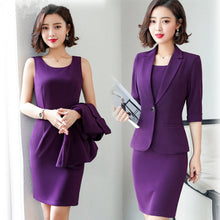 Load image into Gallery viewer, Women Suits Blazer Dress Summer Blaser+Sleeveless Dress 2 Piece Set Vestido ladies suits Formal Set a Blazer and a Dress
