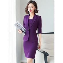 Load image into Gallery viewer, Women Suits Blazer Dress Summer Blaser+Sleeveless Dress 2 Piece Set Vestido ladies suits Formal Set a Blazer and a Dress