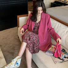 Load image into Gallery viewer, Fashion New Spring Summer Women Clothes 2 Piece Set Women Double-breasted Suit Jacket And Floral Print Slip Dress Women SL476