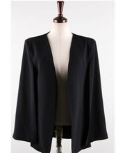 Load image into Gallery viewer, Women Blazer Dress Suits Office Work Black Cloak Shawl Jacket With Sashes and Vertical Striped Dress 2pcs Set OL Business Suits