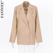 Load image into Gallery viewer, FANTOYE Women Autumn Winter Suit Blazer Casual Breasted Pocket Women's Blazer Dress Suits Elegant Khaki Loose Coat Streetwear