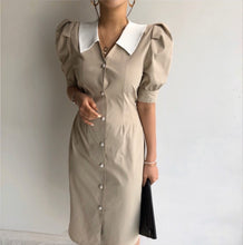 Load image into Gallery viewer, French Style Dress Women Office Lady Dress Solid Bodycon Summer  Party Midi Work Formal Dress