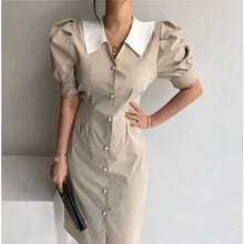 Load image into Gallery viewer, French Style Dress Women Office Lady Dress Solid Bodycon Summer  Party Midi Work Formal Dress