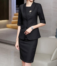 Load image into Gallery viewer, Dress Suits Office Ladies Wear Work Formal Business 2 Piece Set Plus Size Elegant Spring Autumn Blazer Dress Women Uniform