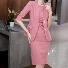 Load image into Gallery viewer, Dress Suits Office Ladies Wear Work Formal Business 2 Piece Set Plus Size Elegant Spring Autumn Blazer Dress Women Uniform