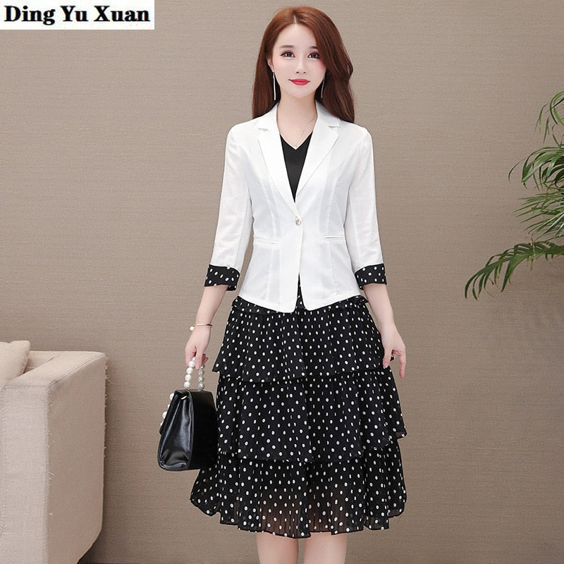 Spring Summer Woman Office Work Blazer Coat Dress Suit for Women White suitwomens Spring Summer Woman Office Work Blazer Coat Dress Suit for Women White suitwomens