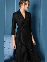 Load image into Gallery viewer, Dress Suits Women 2020 Autumn Winter Luxury Long Sleeve Blazer Jacket Suit Elegant Pleated Midi Dress Office Lady Business Work