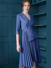Load image into Gallery viewer, Dress Suits Women 2020 Autumn Winter Luxury Long Sleeve Blazer Jacket Suit Elegant Pleated Midi Dress Office Lady Business Work