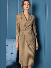 Load image into Gallery viewer, Dress Suits Women 2020 Autumn Winter Luxury Long Sleeve Blazer Jacket Suit Elegant Pleated Midi Dress Office Lady Business Work