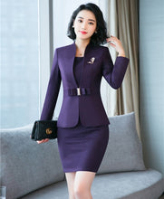 Load image into Gallery viewer, 2018 New Fashion Autumn Winter Formal Blazers Suits With Two Piece Jackets And Dress For Women Business Work Wear Sets OL Styles